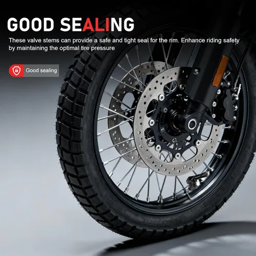 Vista 4 de 2 vástagos de válvula de neumático de motocicleta, aleación de aluminio CNC de 90 grados, universales para neumáticos sin cámara de 0.394 in a 0.445