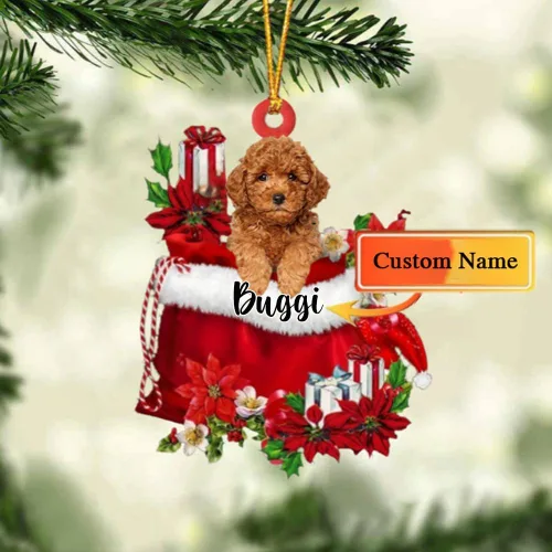 Vista 69 de Perro Akita Inu personalizado en bolsa de regalo, adorno de Navidad, nombre personalizado, regalo para amantes de los perros, familia, Navidad