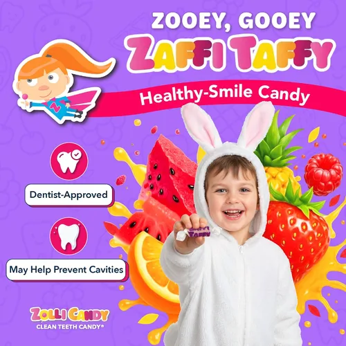Vista 2 de Zaffi Taffy - Caramelo de Pascua sin azúcar, sin tintes, apto para dieta keto y diabética, golosinas aprobadas por dentistas para niños