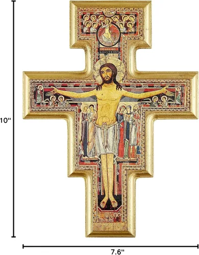 Vista 3 de Gerffert Assisi Collection - Crucifijo de madera con colgador San Damiano, 10 pulgadas