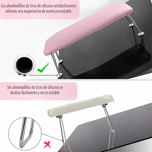 Vista 7 de Reposabrazos para uñas, reposabrazos de cuero de microfibra para uñas acrílicas, mesa de descanso de brazos con cojín de almohada para manicura