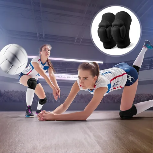 Vista 2 de Rodilleras de voleibol, equipo de protección de grado profesional con absorción de impactos y antideslizantes, rodilleras de compresión
