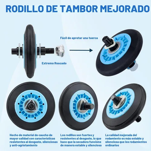 Vista 5 de 【Mejorado】Parte de Repuesto para Rodillo de Secadora para Samsung DV42H5000EWA3 DV45H7000EWA2 DV48H7400EWA2 DV42H5200EPA3 DV40J3000EWA2, Kit