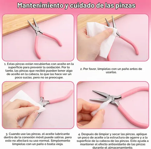 Vista 5 de 2 alicates de nariz de cadena para fabricación de joyas, alicates de punta plana de 4.5 pulgadas, alicates pequeños de precisión para reparación
