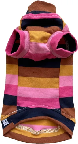 Vista 10 de Camisa de algodón con cuello redondo para gatos sin pelo Sphynx de rayas vintage, ropa para mascotas con mangas, camisetas para gatitos para Sphynx