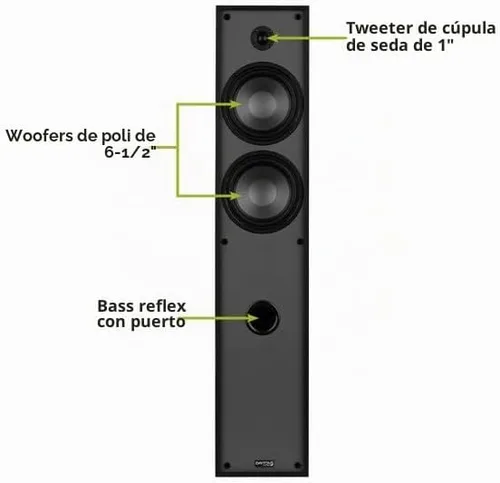 Vista 5 de Dayton Audio Classic T65 Par de altavoces de torre de pie (negro)