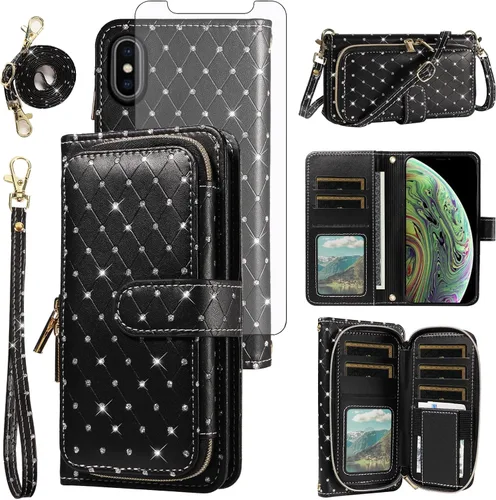 Vista 93 de Funda para teléfono iPhone 6 6S con cremallera y protector de pantalla con protector de pantalla, correa de cordón cruzado, ranura para iPhone 6 Six