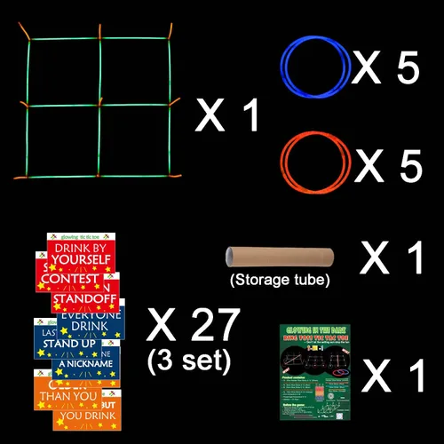 Vista 3 de Juego para exteriores 3 en 1 de 18.2 pulgadas para adultos y familia, juegos de campamento, 5 anillos azules y 5 anillos rojos