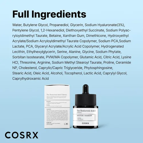 Vista 8 de COSRX Suero de ácido hialurónico de sodio puro al 3%, hidratante y estimulante de la humedad para líneas finas y arrugas, repara la piel seca, 0.67