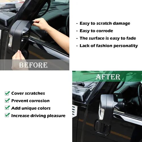 Vista 3 de Compatible con Hummer H2 2003-2009 - Espejo retrovisor de lluvia, espejo retrovisor, cejas de lluvia para accesorios Hummer H2 2003-2009 (negro)