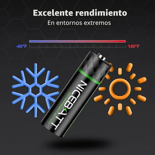Vista 4 de NICEBATT Pilas recargables AA 2800mAh, batería premium NiMH doble A de baja autodescarga - 8