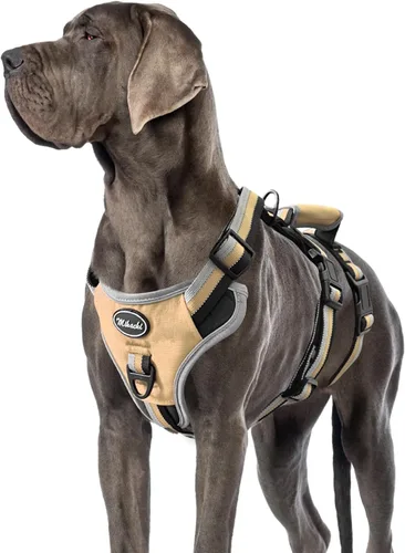 Vista 10 de Mihachi Arnés para perro a prueba de escapes, arnés para perro sin tirones con asa, suave acolchado reflectante y ajustable de cuerpo completo
