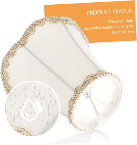 Vista 2 de Uonlytech Pantalla de lámpara de tela blanca con clip de arpillera, pantalla de lino para mesa, lámpara de pared, sala de estar, dormitorio