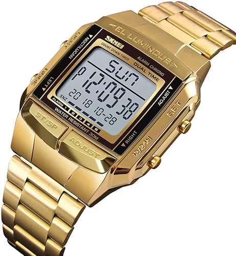 Vista 3 de Reloj digital para hombre, con alarma, cronómetro, reloj de negocios, cuadrado, impermeable, para hombre