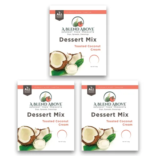 Vista 3 de A Blend Above Toasted Coconut Cream Cheesecake Mix - Postres sin hornear, todo natural, sin gluten, sin MSG, mezcla de postre instantánea, salsa