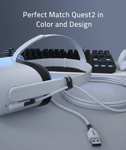 Vista 3 de Syntech Cable de enlace de 16 pies compatible con OculusMeta Quest 2ProPICO 4 accesorios VR, cable de transferencia de datos de alta velocidad