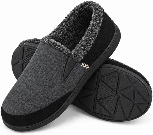 Vista 6 de Zigzagger Pantuflas de microgamuza esponjosas para hombre, estilo mocasín, para interior y exterior Negro