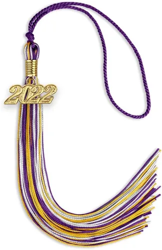 Vista 39 de Endea Graduation Borla mixta de triple color con gota de fecha dorada (negro/dorado/blanco, 2021)