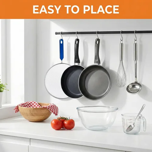 Vista 7 de Protector contra salpicaduras de grasa de 8.3 pulgadas para sartén, pantalla de grasa de acero inoxidable con mango de agarre, malla ultra fina que
