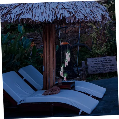 Vista 7 de Yardwe Campana de viento solar luces decorativas solares exteriores luces solares patio trasero colgante decoración escultura decoración al aire
