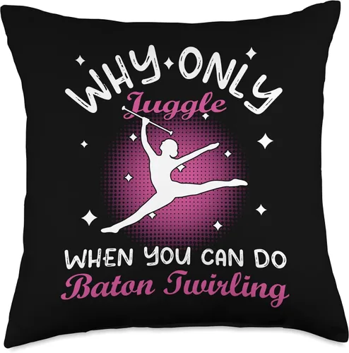 Vista 4 de Cool majorette baton twirling gifts Why only Juggle When You can do Baton Twirler Throw Pillow, 16x16, Multicolor