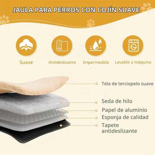 Vista 5 de Hzuaneri - Muebles de jaula doble para perros de 63 pulgadas, para interiores con cojín