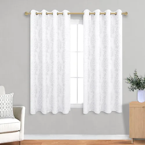 Vista 21 de Mrs.Naturall - Cortinas de 132 x 114 cm con patrón damasco en color negro, para sala de estar
