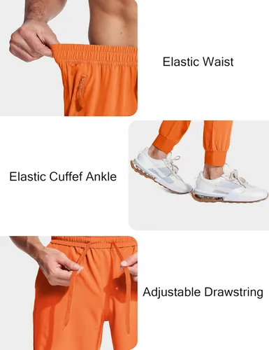 Vista 4 de MAGCOMSEN Pantalones deportivos para hombre con bolsillos con cremallera, pantalones deportivos ligeros para senderismo, correr, entrenamiento