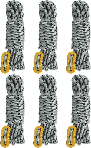 Vista 8 de GEERTOP Paquete de 6 cables de 0.197 in de Guy Lines ultraligeros con tensor de ajuste de aluminio, cuerdas para acampar al aire libre, lona de Azul