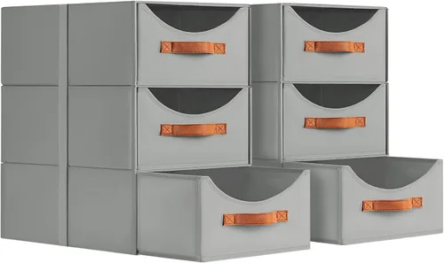 Vista 8 de Homsorout Cajones de almacenamiento apilables, contenedores de almacenamiento plegables con cajones, paquete de 8 cestas organizadoras de estantes