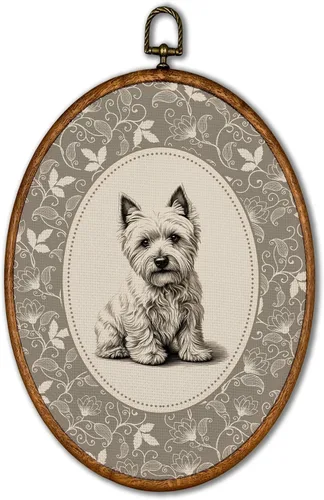 Vista 34 de KSDUT Arte de pared ovalado de perro pastor australiano floral retro de 8.6