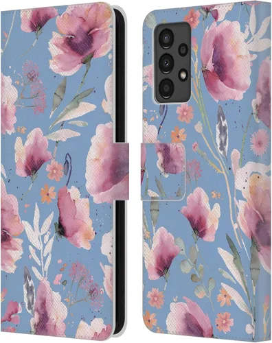 Vista 91 de Head Case Designs Officially Licensed Ninola Abstract Poppies Lilac Floral Leather Wallet Case Compatible with Samsung Galaxy A07 4G