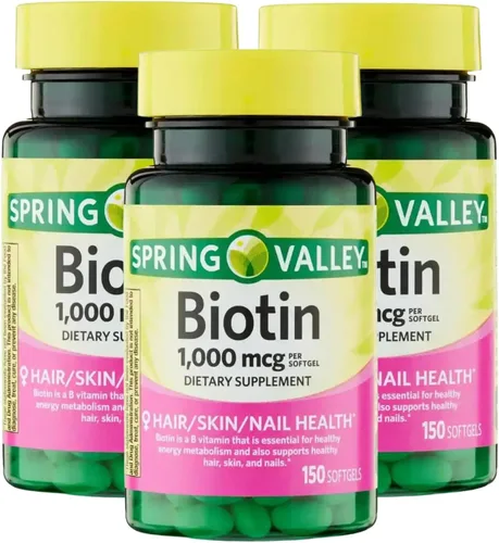 Vista 6 de Biotina 1000 mcg – 150 cápsulas blandas, suplemento de biotina sin gluten, apoya diariamente la salud del cabello, la piel y las uñas vitaminas