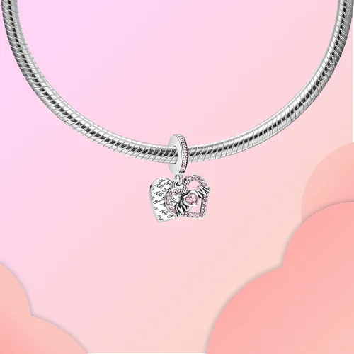 Vista 16 de LUXILLA Abalorio de plata de ley 925 para madre, hija, abuela, para familia, amor, madre, hija, abuela, para pulseras, collares, dijes, abalorios