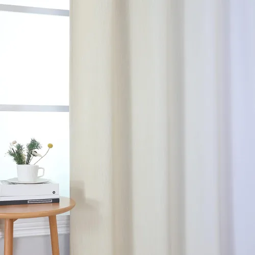 Vista 4 de Estelar Textiler Cortinas oscurecedoras beige y blanco grisáceo de 45 pulgadas de largo, cortinas graduadas con bloqueo de luz para baño, cortinas