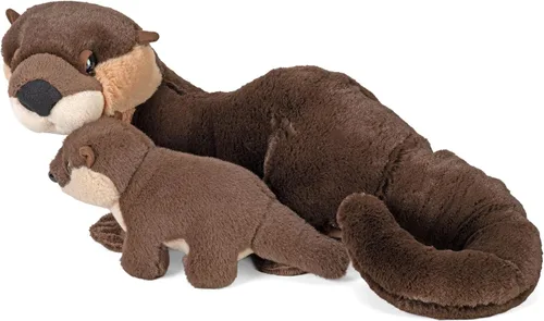 Vista 3 de Wild Republic Mom and Baby River Nutria, animal de peluche, 12 pulgadas, regalo para niños, juguete de peluche, botellas de agua recicladas
