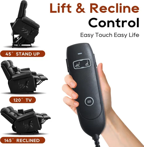 Vista 3 de IPKIG Biplaza reclinable Power Lift para ancianos con masaje y calor Marrón