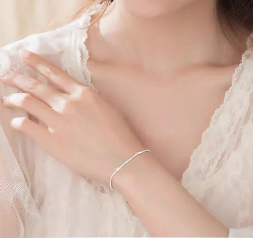 Vista 3 de Silver Link Bracelet, Silver Adjustable Chain Bracelets, Dainty Sparkle Chain Bracelet Jewelry for Women