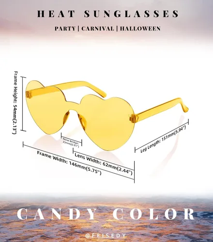 Vista 4 de FEISEDY Gafas de sol sin montura en forma de corazón para mujer gafas de amor a la moda B2419
