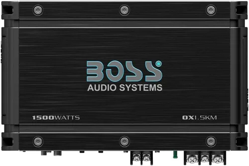 Vista 2 de BOSS Audio Systems OX1.5KM serie Onyx amplificador para subwoofer de auto, clase A/B, 2/4 ohmios, entradas de bajo y alto nivel, cruce variable