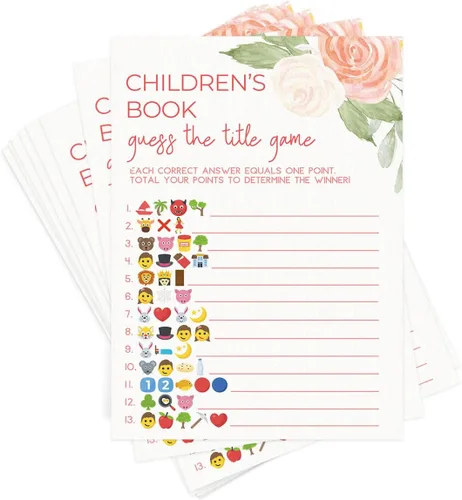 Vista 4 de Printed Party Juegos de baby shower para niñas: 5 juegos y actividades, tema floral Baby in Bloom, 50 invitados
