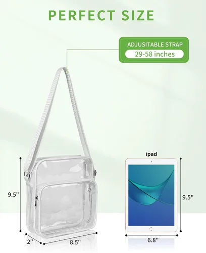 Vista 16 de MAY TREE Bolsa de mensajero transparente aprobada para estadios, eventos, conciertos, deportes, trabajo
