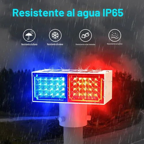 Vista 5 de Luces estroboscópicas solares, luz de advertencia intermitente roja y azul