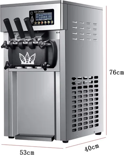 Vista 2 de Máquina comercial de helados para catering, máquina de congelación de helados de 1200 W 3 sabores 16 a 18 L/h Máquina de helados con pantalla LCD