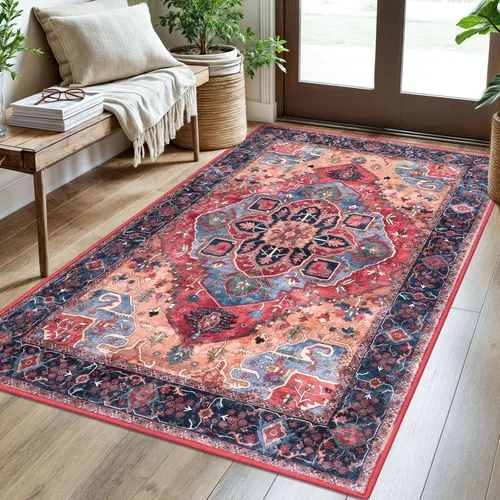 Vista 100 de SIILOOM Alfombra lavable de 2 x 3 pies, alfombra suave color taupe ceniza para entrada, tapete antideslizante para puerta de interior, tapete