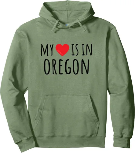 Vista 5 de My Heart is in OREGON - Sudadera con capucha de estado estadounidense, Gris