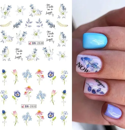 Vista 6 de Calcomanías de arte de uñas de flores, calcomanías de uñas de transferencia de agua, suministros de arte de uñas, lirio de verano, orquídea