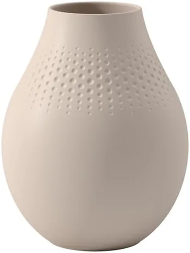 Vista 5 de Villeroy & Boch - Fabricación Collier Sand, Florero pequeño Perle, 4.75 in, Porcelana Premium, Beige Premium porcelain small vase, structured