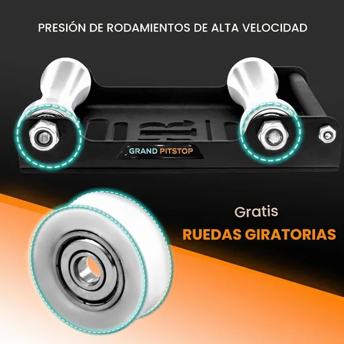 Vista 8 de GRAND PITSTOP Soporte de mantenimiento para motocicletas y vehículos de potencia, soporte de limpieza de ruedas con rodillo para limpieza de Negro