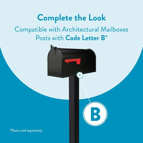Vista 4 de Architectural Mailboxes Admiral™ Buzón de Correo de Metal de Aluminio Resistente al Óxido Montado en Poste para Exterior, Negro, Buzón Grande